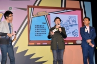 田北辰及黃碧雲分析新一季度的「通識漫畫徵文比賽」題目，為參賽學生作示範。
